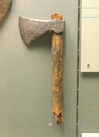 Viking Age woodworking axe on display at the National Museum of Ireland